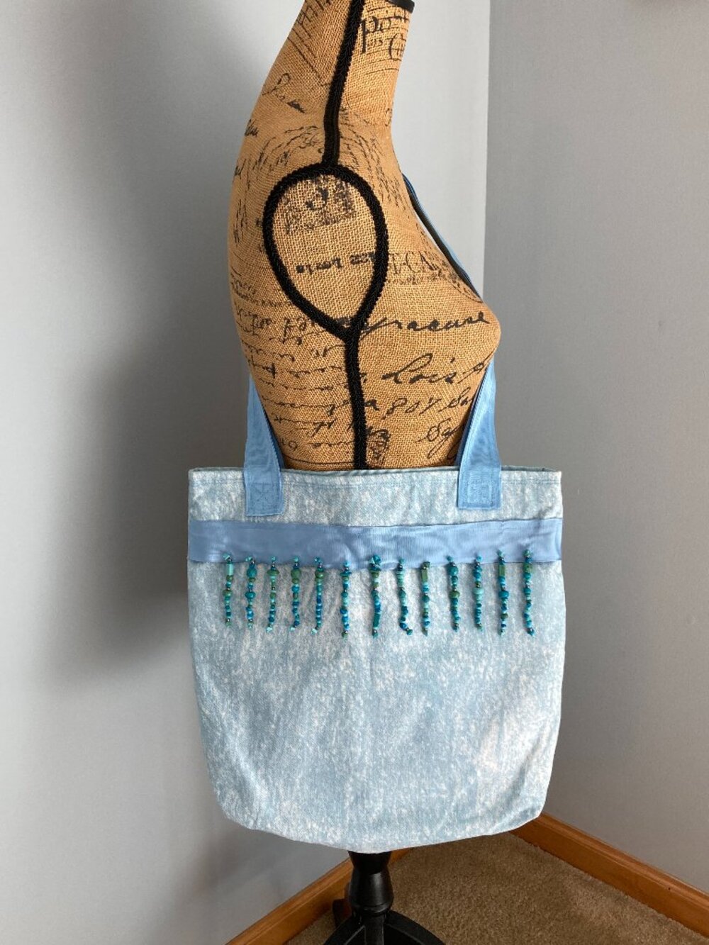 NWOT Handcrafted Blue Cotton Tote